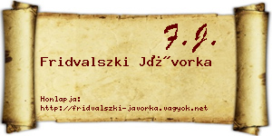 Fridvalszki Jávorka névjegykártya